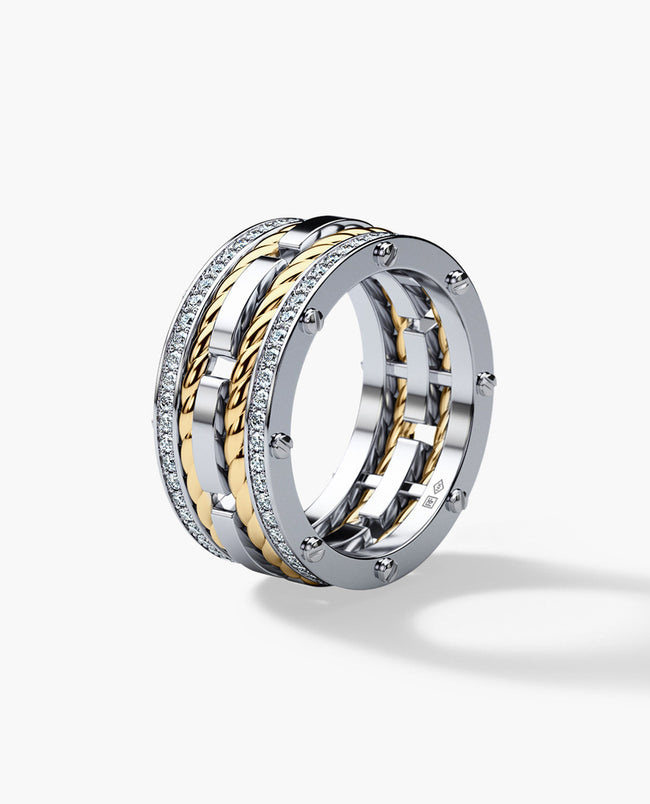 Ready to Ship - ROPES Two-Tone Gold Ring with 1.05ct Diamonds